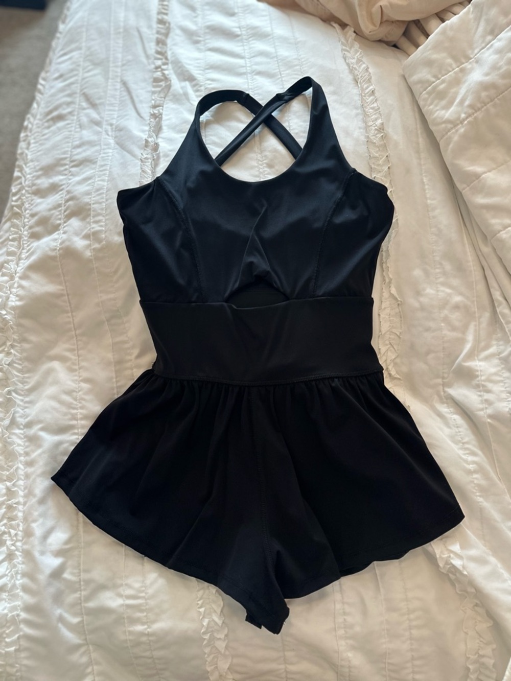 Arizona Jean Company Black Cross-Back Athletic Skater Romper